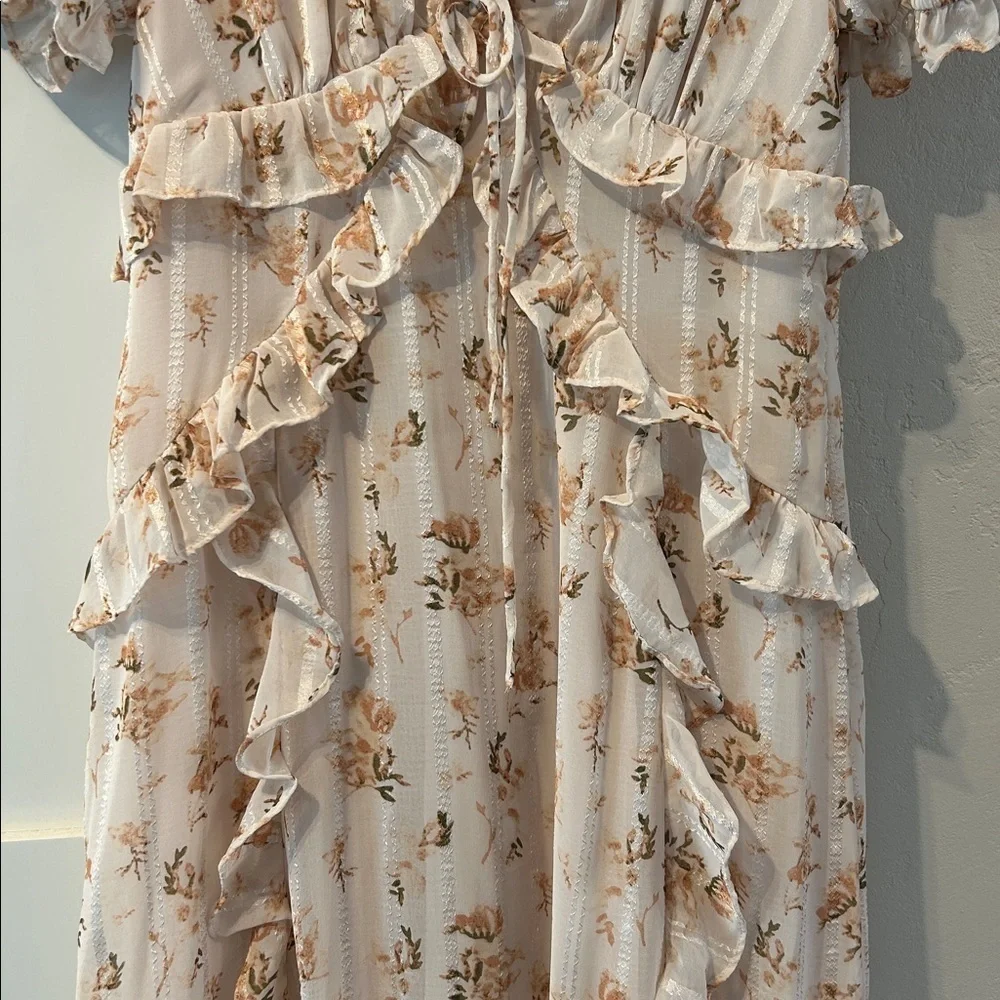 Storia Cream Floral Midi/Maxi Long Dress Bohemian Cottagecore Prairie XL
